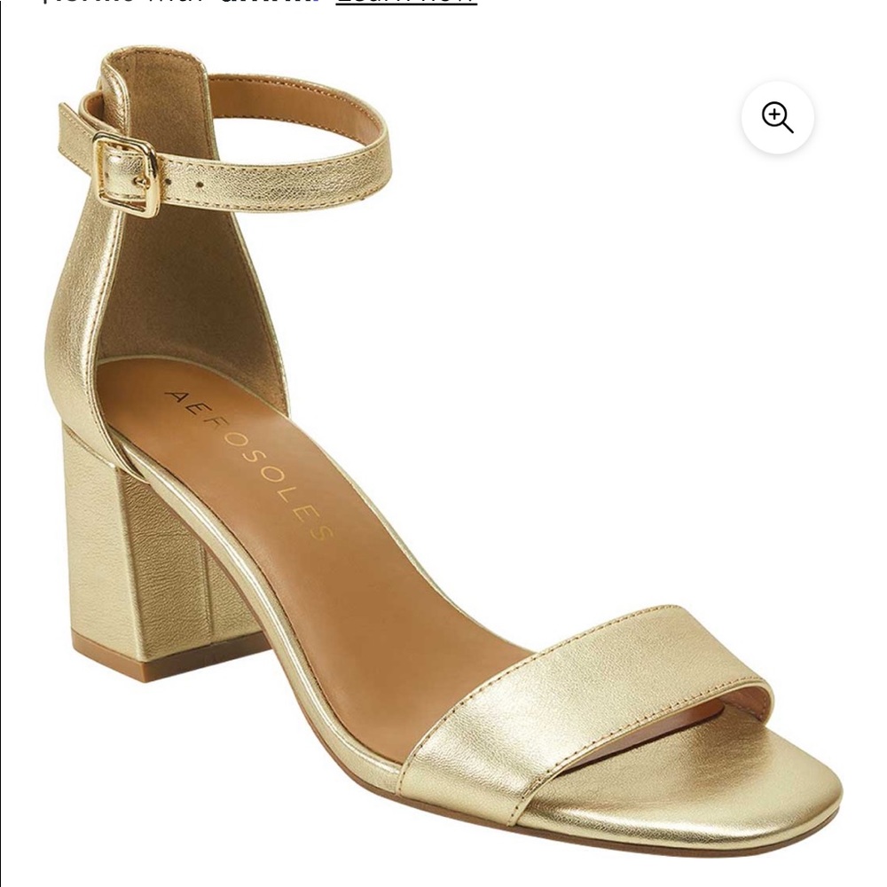 NWOB Women's Aerosoles Elba Ankle Strap
Heeled Sandal Gold Metallic Leather 9 M